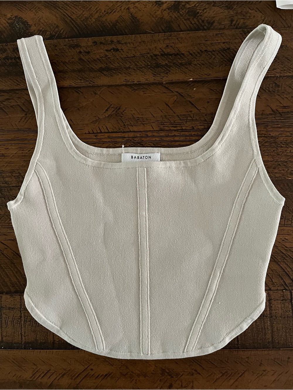 Aritzia Babaton Cream Ribbed Square Neck Tank Top